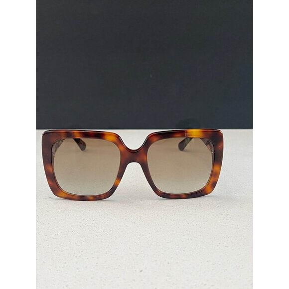 Gucci  GG0418S 003 Rectangular Acetate rhinestone brown Sunglasses -Spotted Turt - Picture 5 of 9